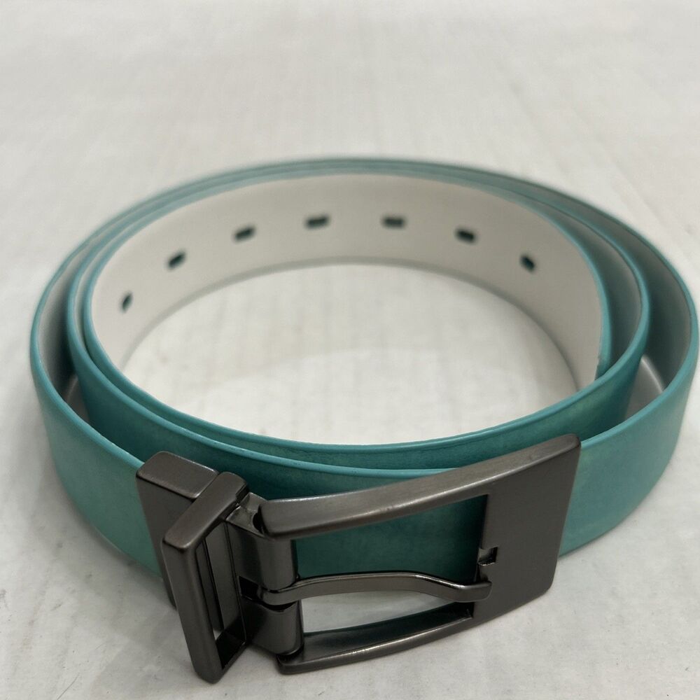Aqua Green Men’s  Reversible Leather  Belt Sz. 42"